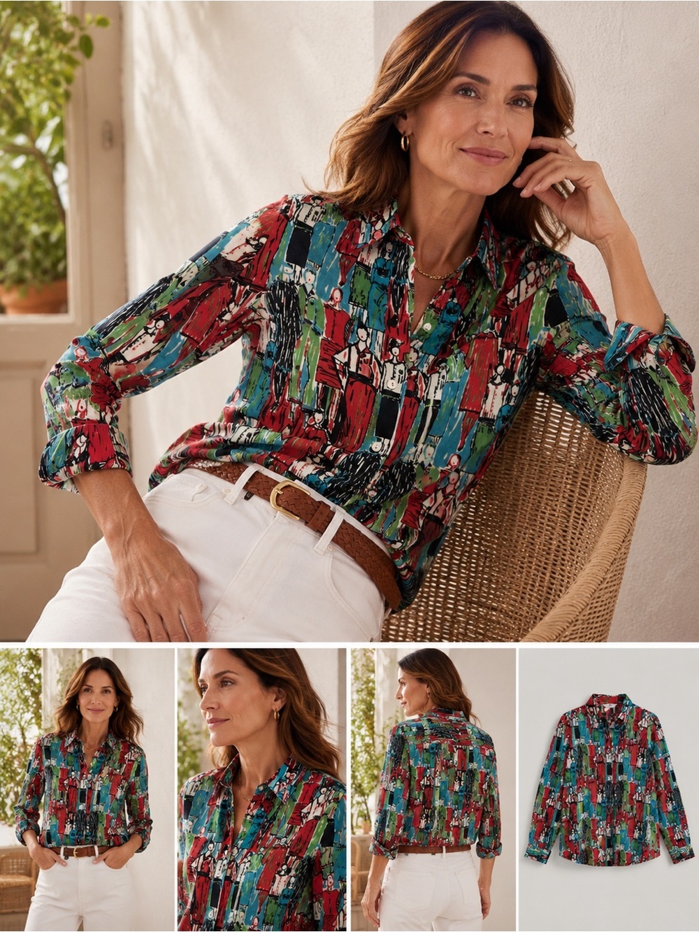 Vintage Whimsical button down shirt Measures as Large - Picture 1 of 8